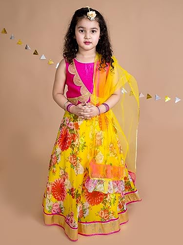 Pspeaches Girl Lehenga Choli - Yellow Pink - Image 2