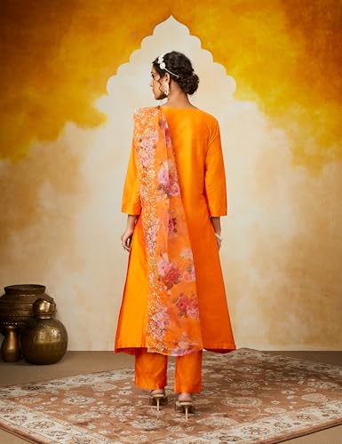 Myx Women's Kurta Pant Set with Embroidered Dupatta - Image 2