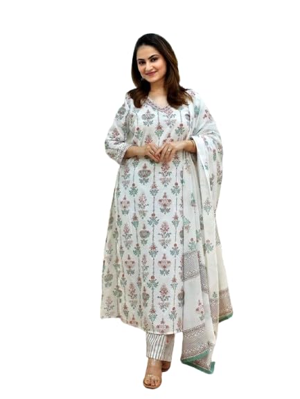 Pinkmint Women's Printed V Neck Kurta Set
