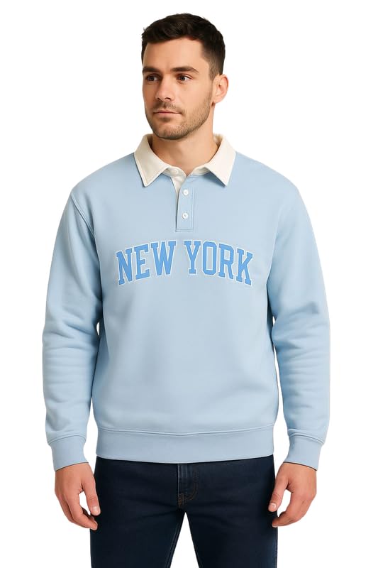 Imsa Moda Men's Cotton Fleece Hoodie - Sky