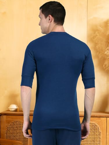 Lux Cottswool Men's V-Neck Thermal Top - Blue - Image 4