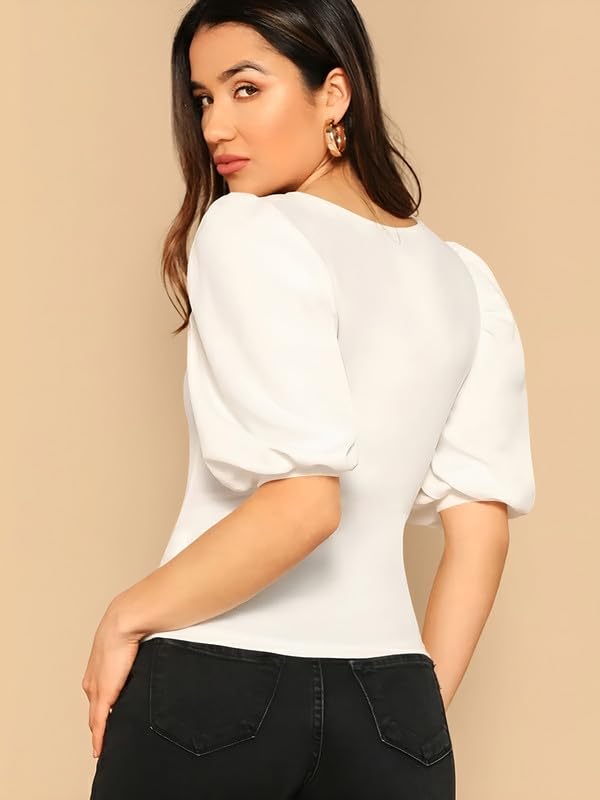 Dream Beauty Women Bishop Sleeve Top - White - Image 4