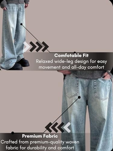 GRECIILOOKS Men's Baggy Jeans - Blue - Image 4