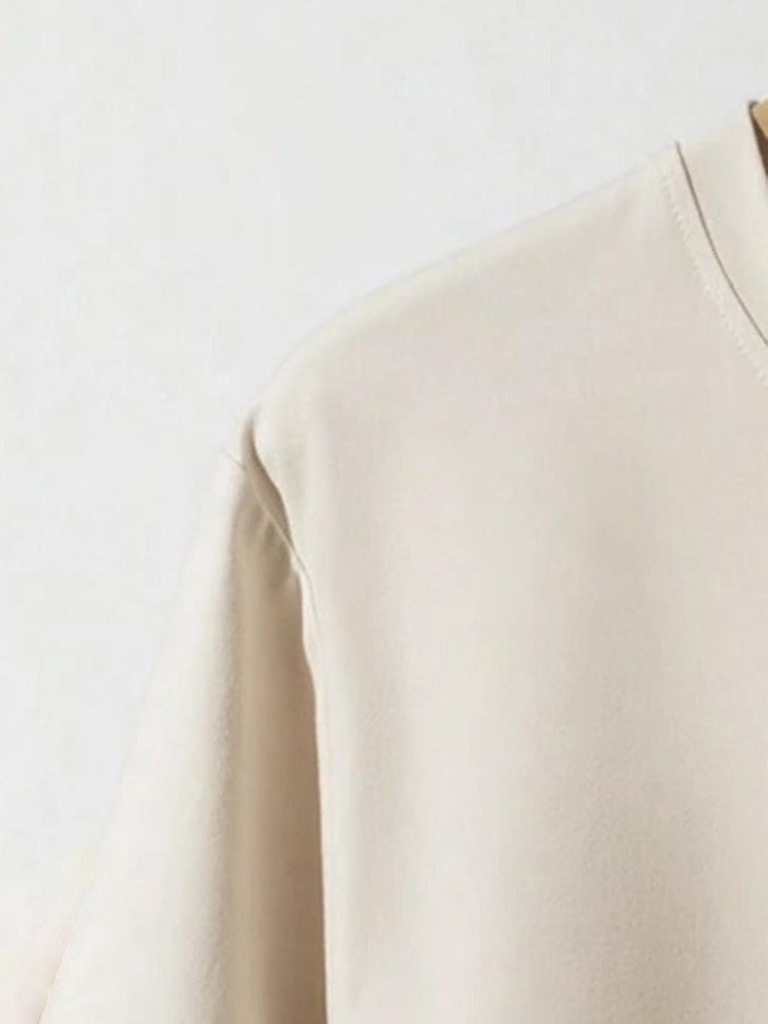 CHKOKKO Printed Round Neck T Shirt for Men - PastelBeige - Image 4