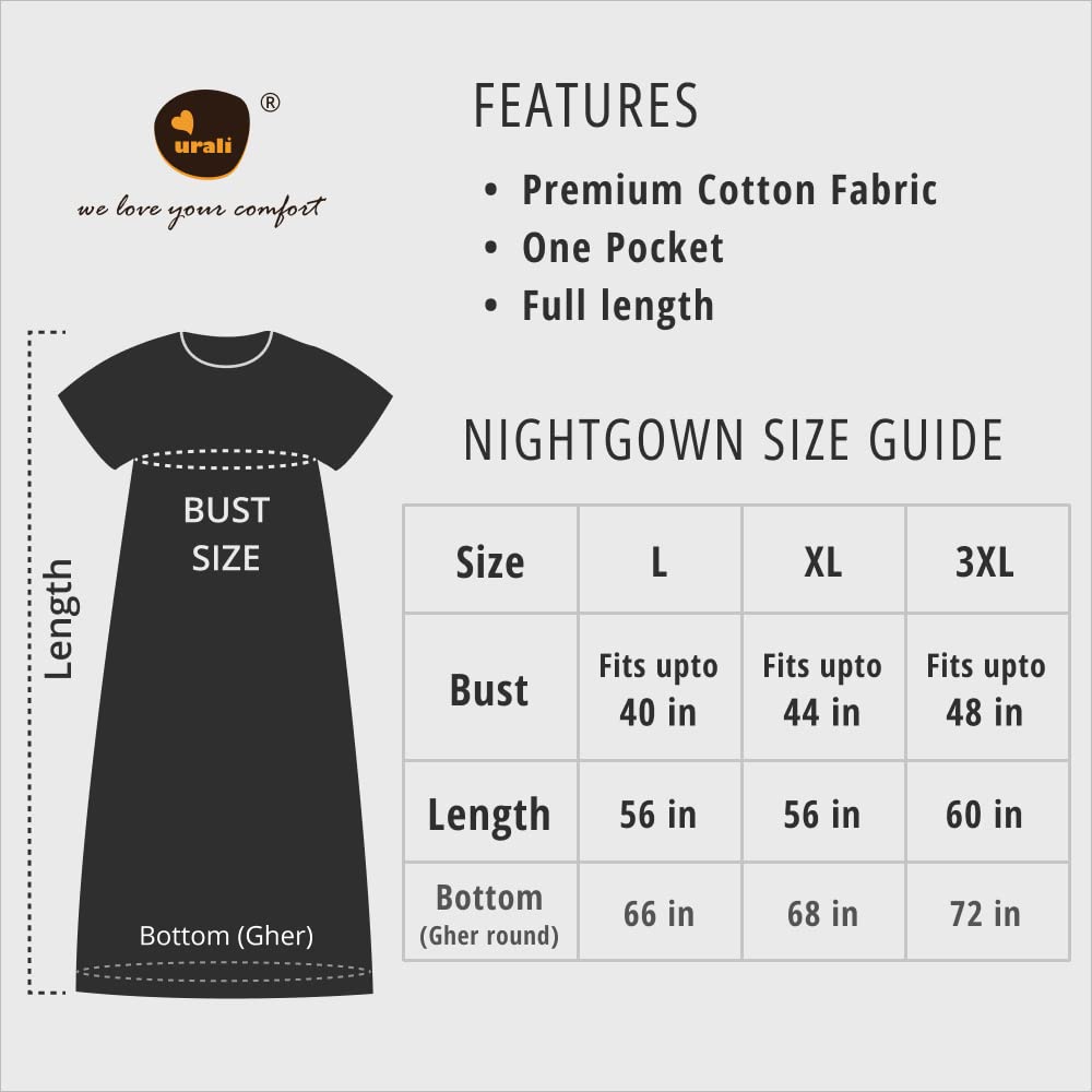 Urali Women's Printed Cotton Maxi Night Gown - Cream - Image 4