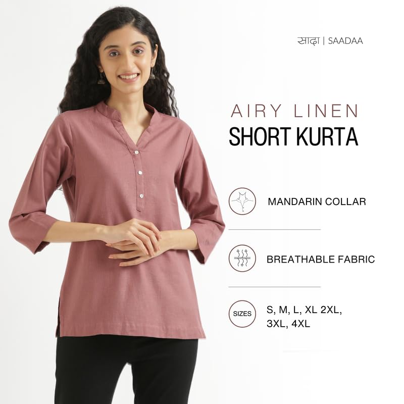 SAADAA Pink Linen Blend Kurti for Women - Image 3