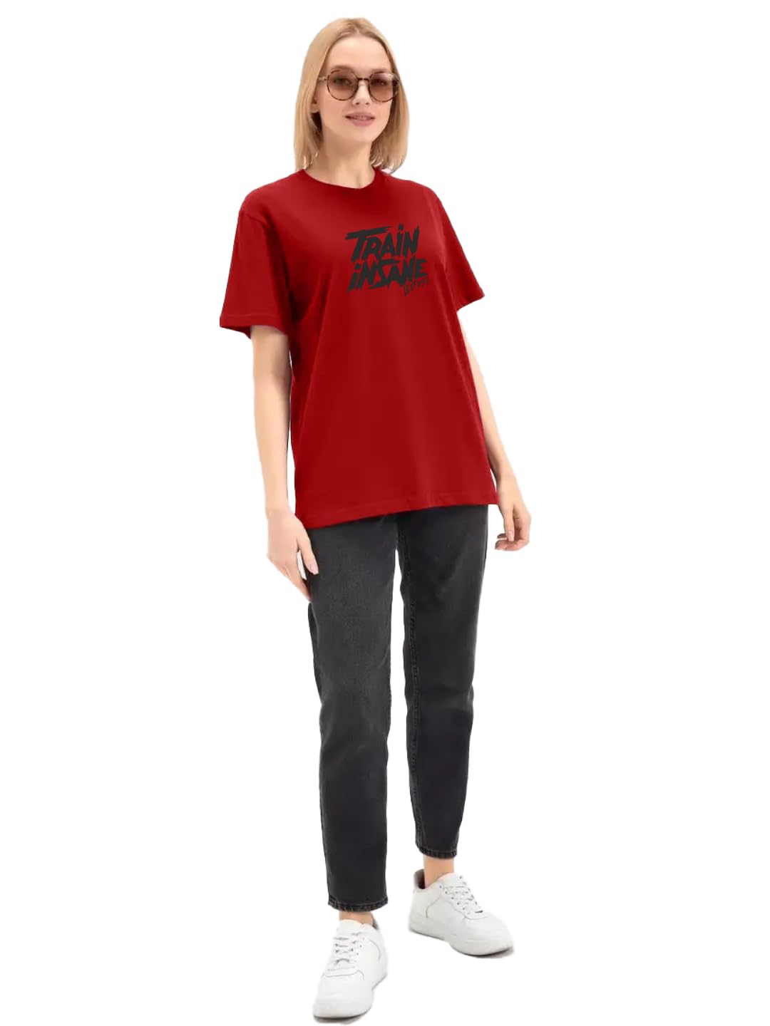 LEOTUDE Women's Half Sleeve Boyfriend Shirt - Red - Image 5