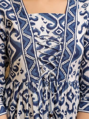 NAINVISH Blue Floral A-line Cotton Top for Women - Image 4