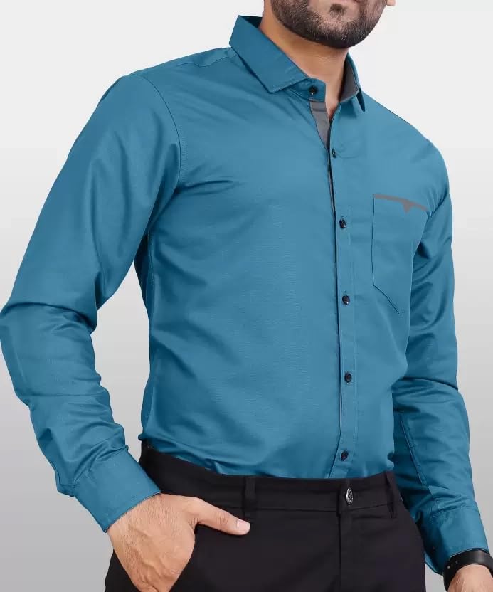CB-COLEBROOK Teal Casual Shirt for Men - Image 4