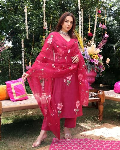 ANNI DESIGNER Pink Rayon Kurta Set for Women - Image 4