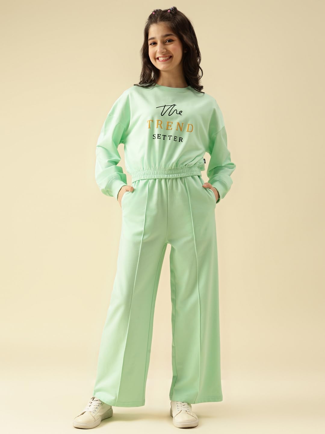 Lil Tomatoes Girls Cotton Looper Track Suits - Green - Image 2