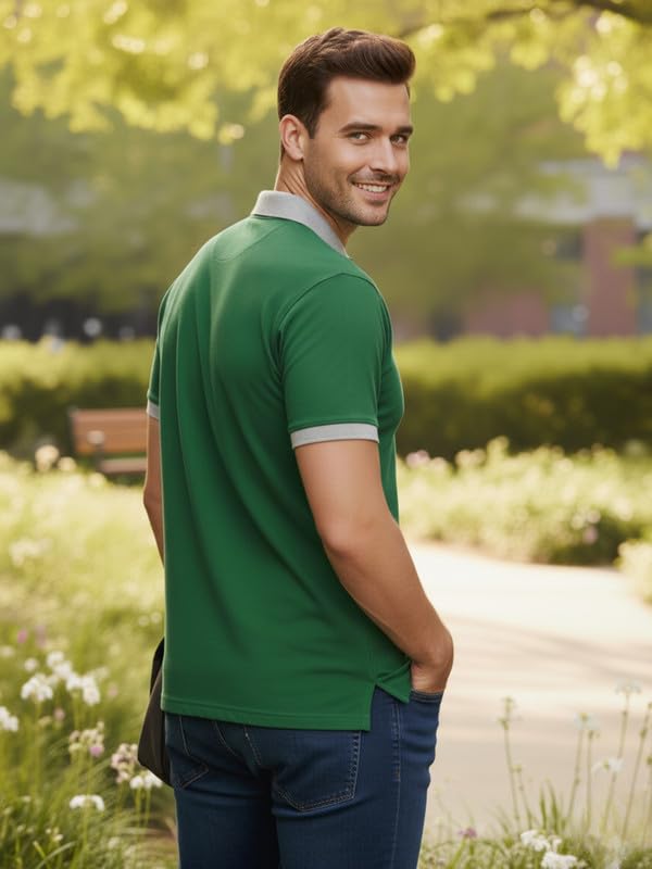 SAIKSA Men's Green Polo T-Shirt - Image 3