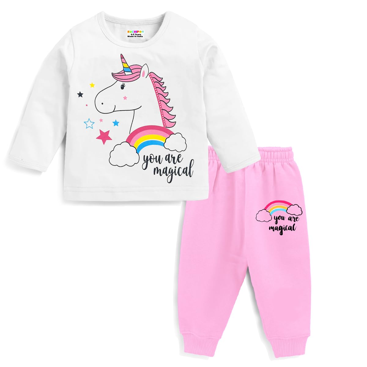 Kuchipoo Girls Cotton Blend Printed Pajama Set - Image 4