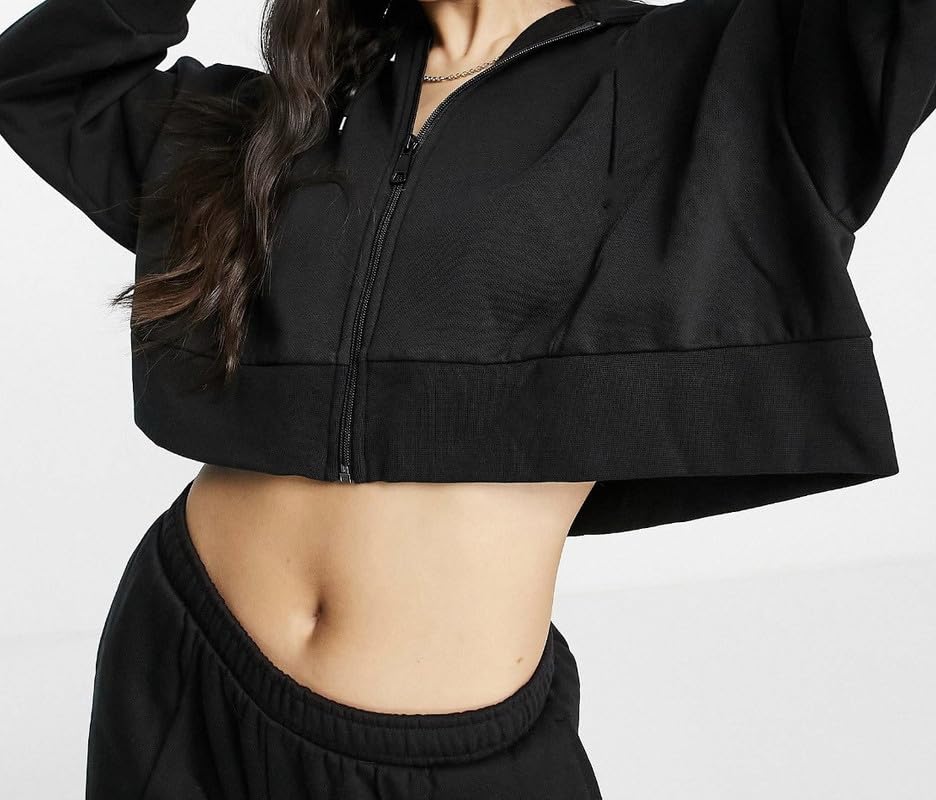PDK Fashion Hoodie Zipper Crop Jacket for Women - Black - Image 2