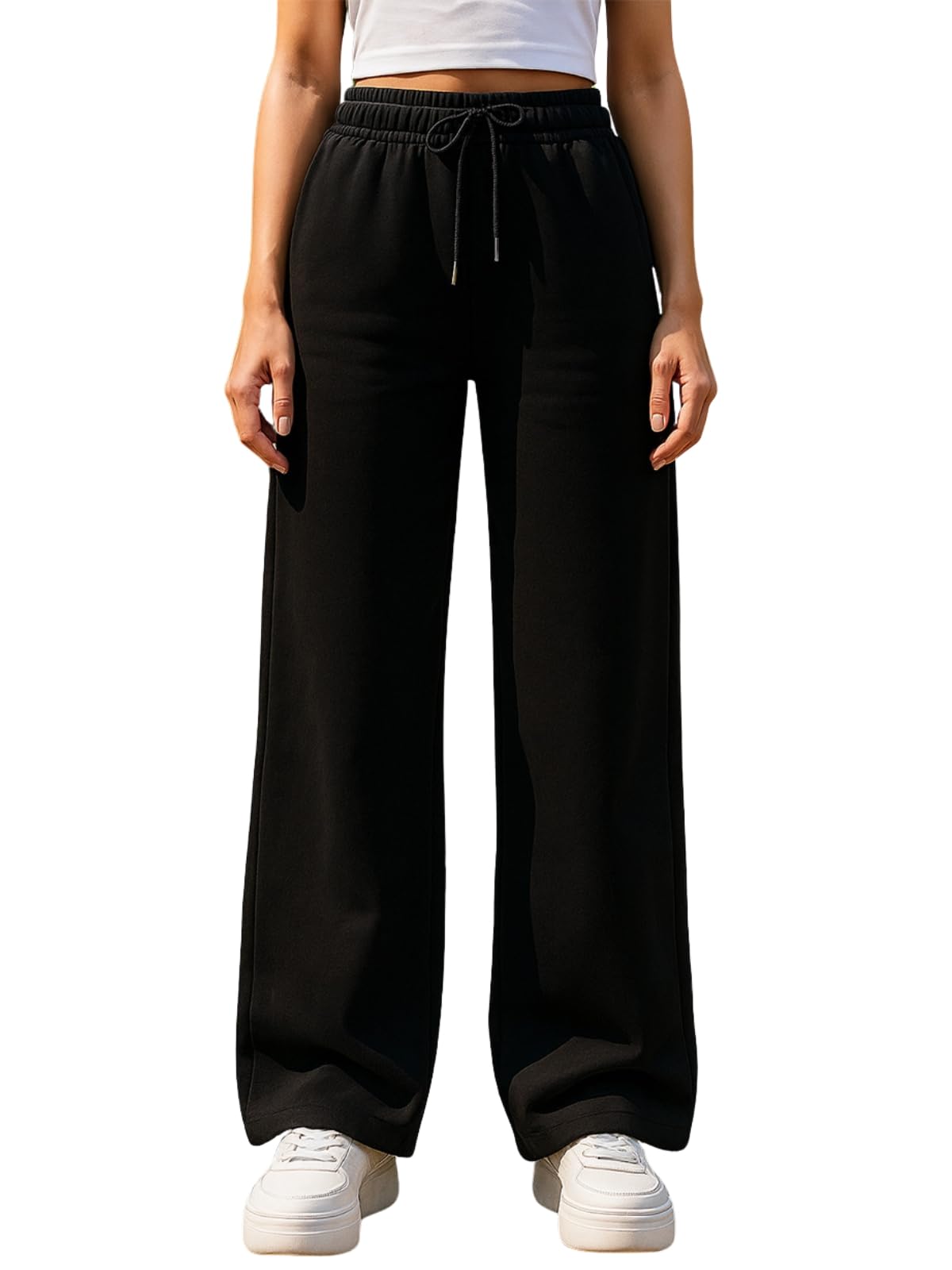 JUNEBERRY Black Mid Rise Trousers for Women & Girls