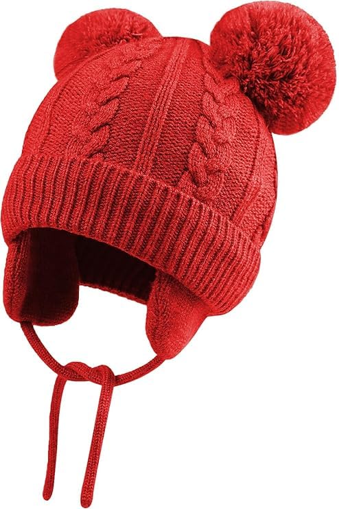 Gajraj Baby Woolen Skull Beanie Cap - Red - Image 2