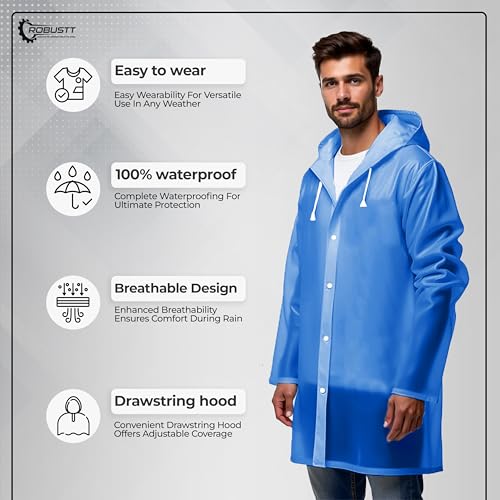 Robustt Unisex Waterproof Raincoat - Dark Blue - Image 2