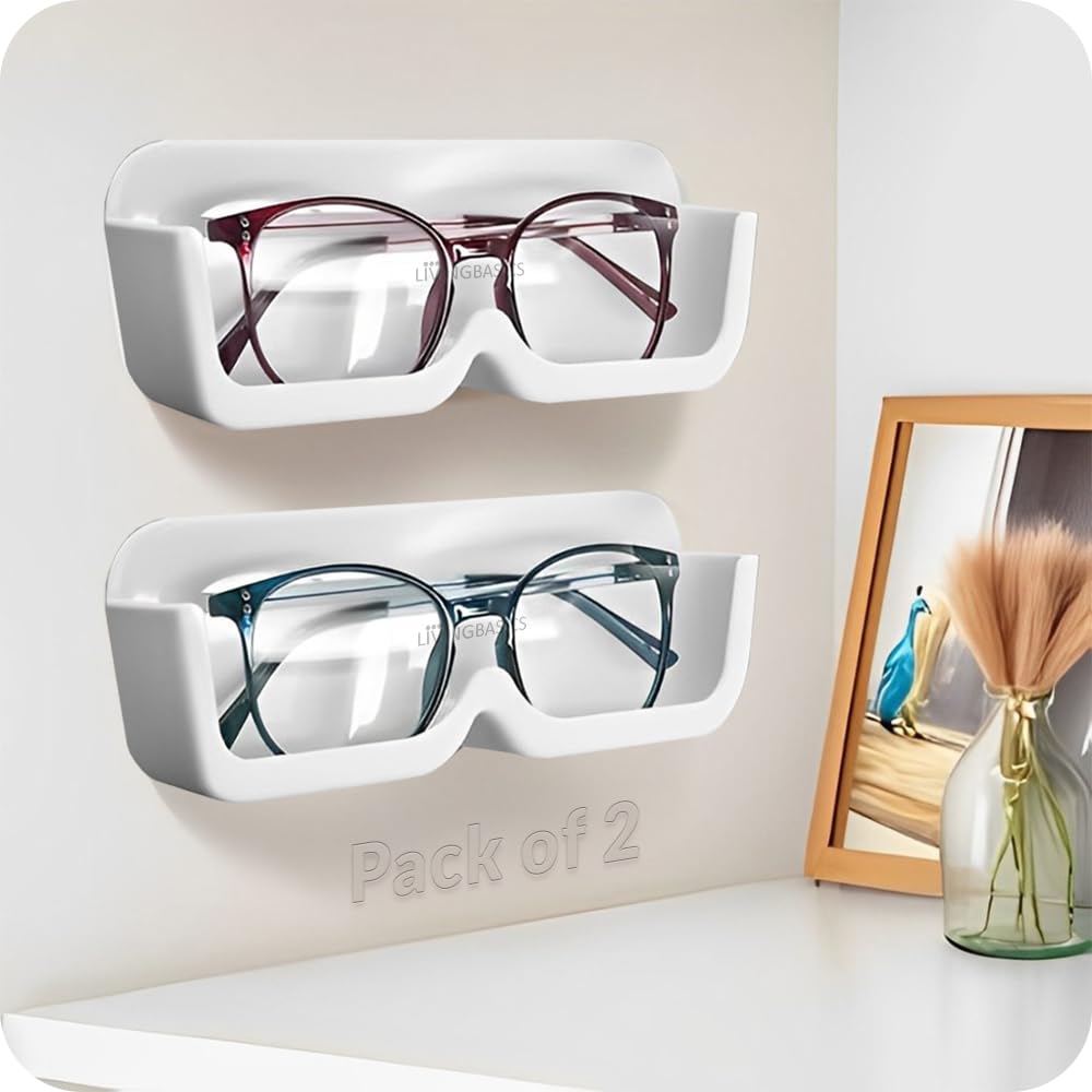 LIVINGBASICS Glasses Holder & Sunglasses Display - White