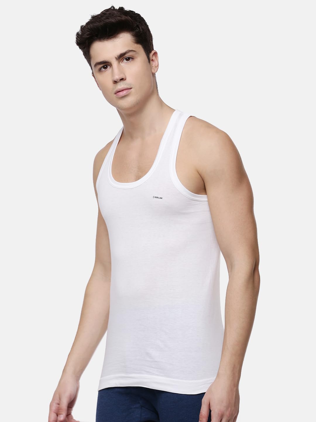 Dollar Lehar Men Combed Cotton Vest - White - Image 2