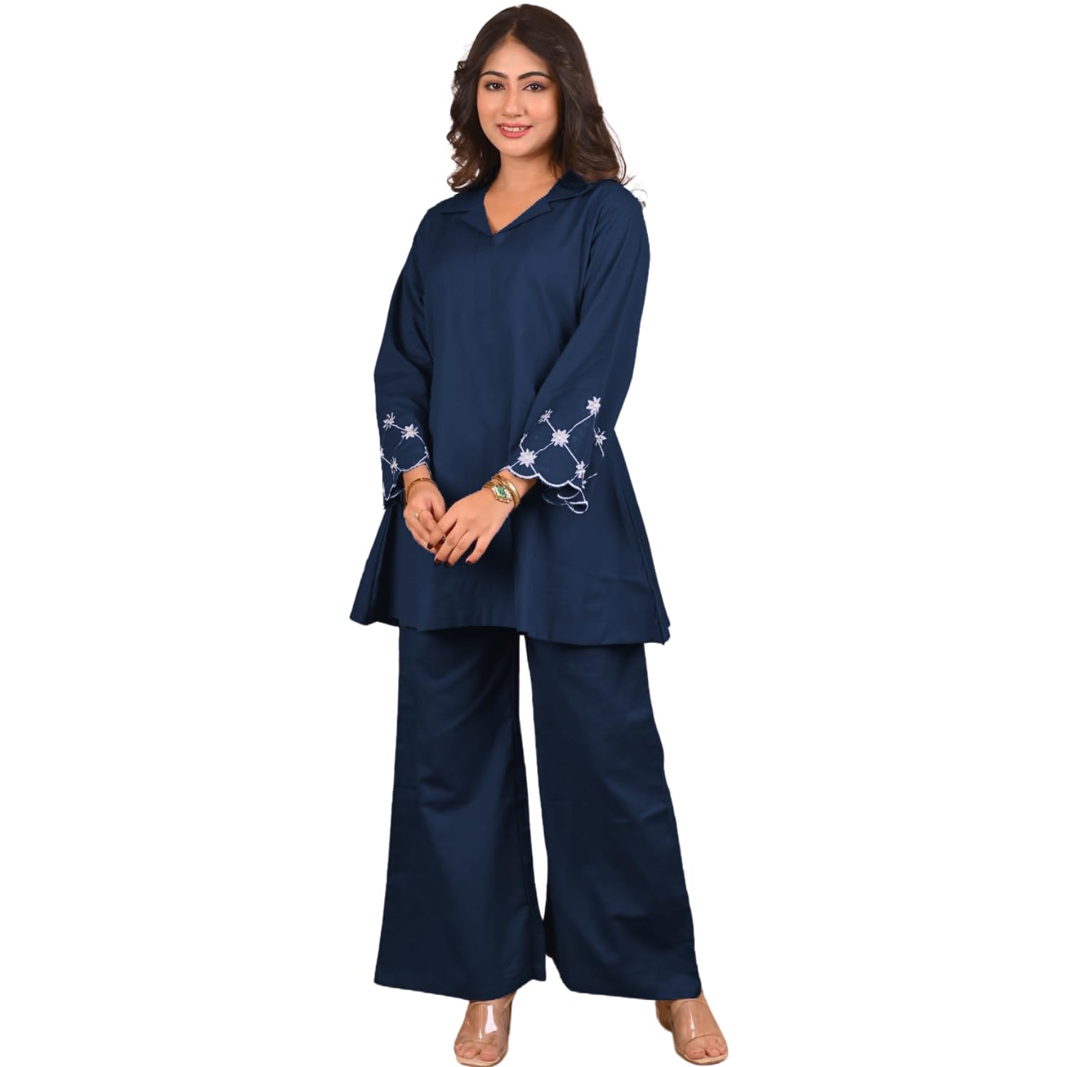 SHIENZY Navy Blue Cotton Co-Ord Set for Women