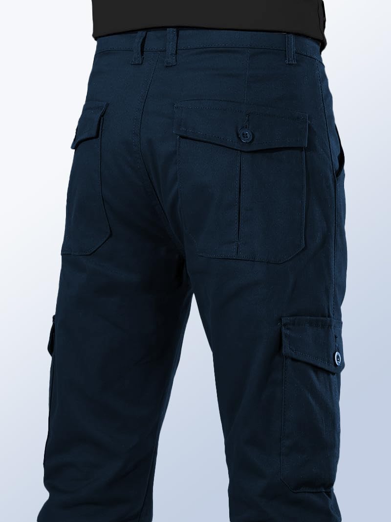 TOPLOT Men's Navy Cotton Cargo Pants - Image 5