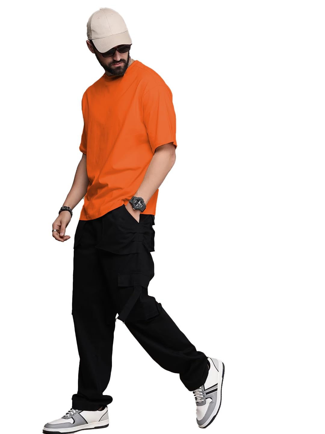 LEOTUDE Men's Oversized Orange T-Shirt - Image 4