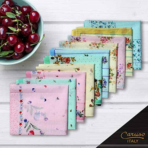 Caruso Italy Floral Cotton Handkerchiefs for Women - Multicolor - Image 3