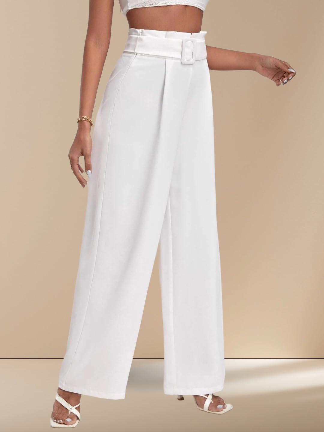 KOTTY Women's High Rise Trousers - Off White - Image 2