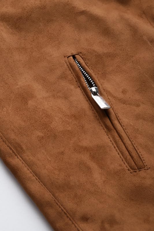 GarbGlide Men's Leather Brown Suede Jacket - Image 5
