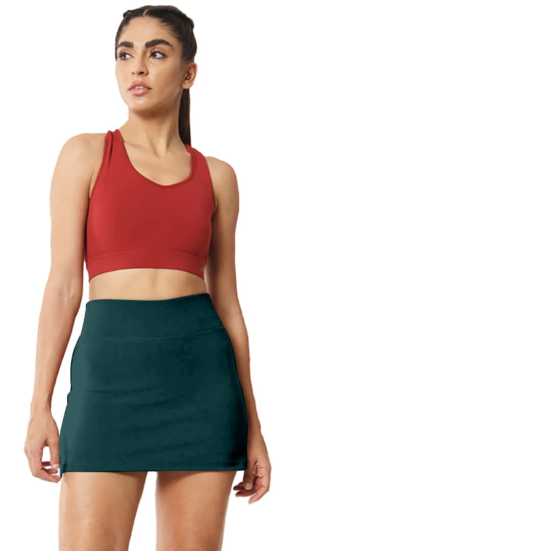 Mehrang Dark Green High Waist Flared Skirt for Women - Image 2