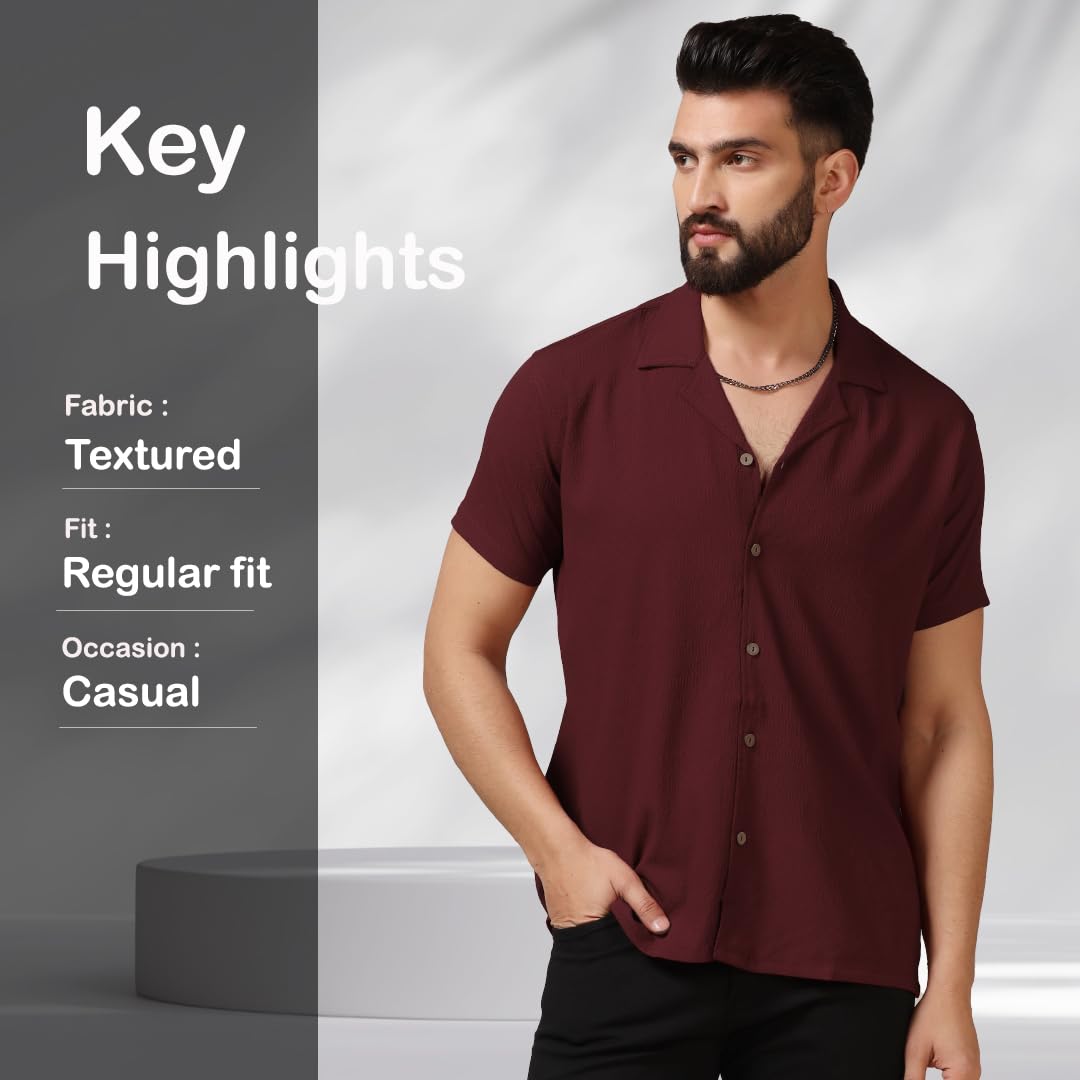 TAGDO Men's Casual Formal Shirt - Maroon - Image 5