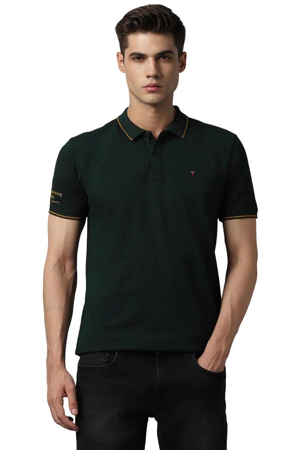 Louis Philippe Men's Solid Polo T-Shirt - Green