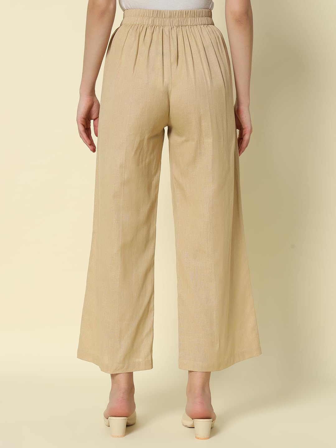 FIORRA Women's Beige Cotton Palazzo - Image 2