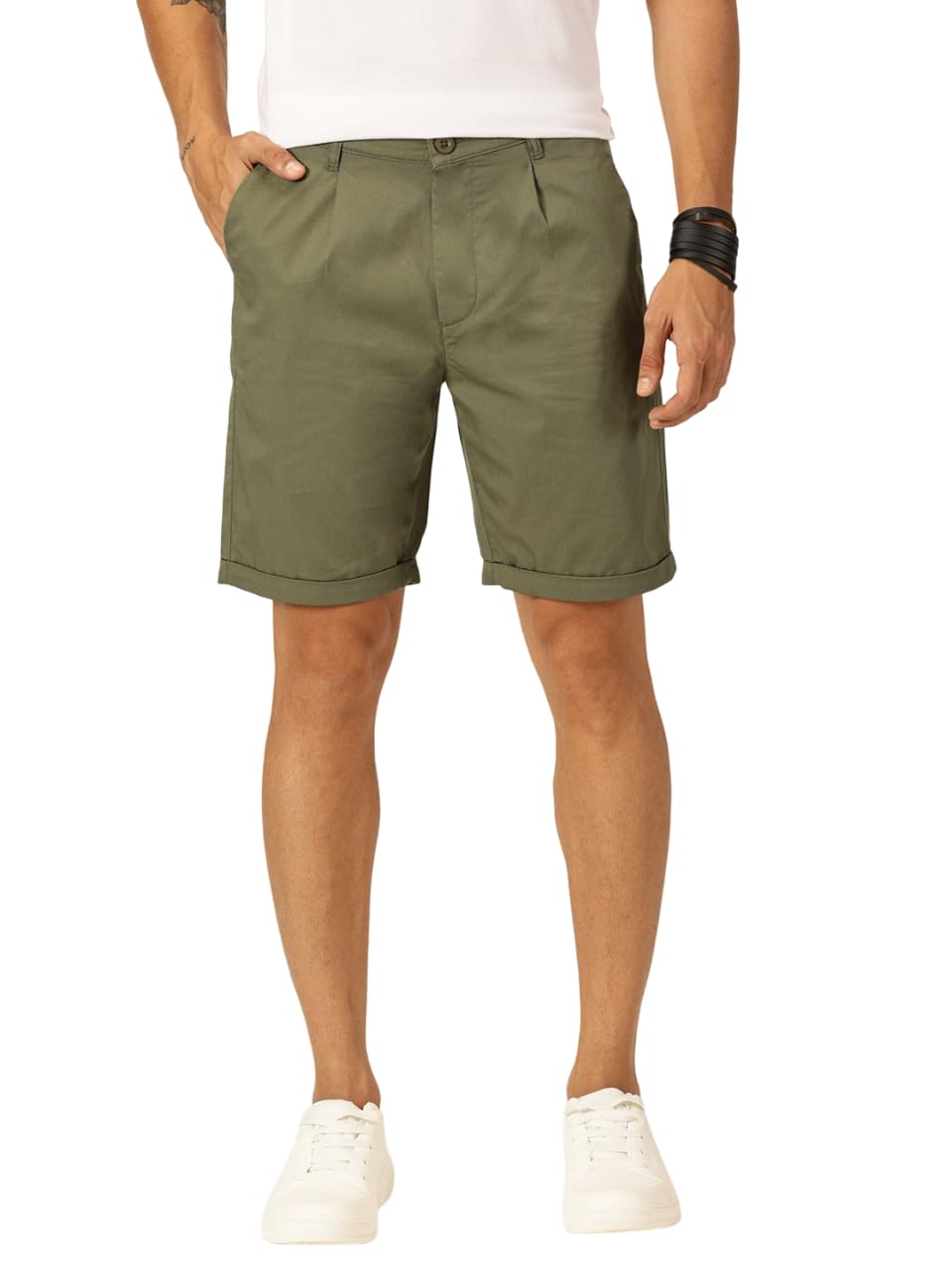 Thomas Scott Men Cotton Chino Shorts - Olive