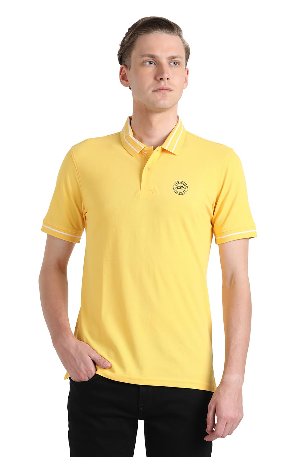 Peter England Men's Pique Polo T-Shirt - Yellow