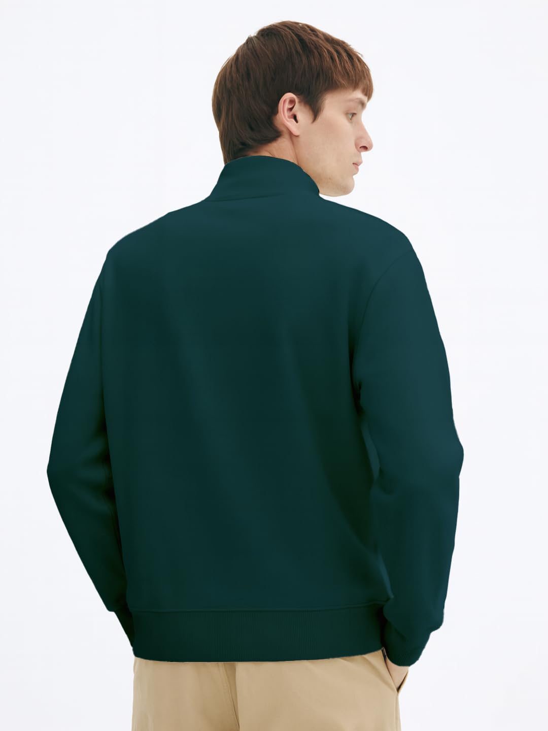 NOBERO Verdigris Blue Cotton Fleece Crew Neck Sweatshirt for Men - Image 4