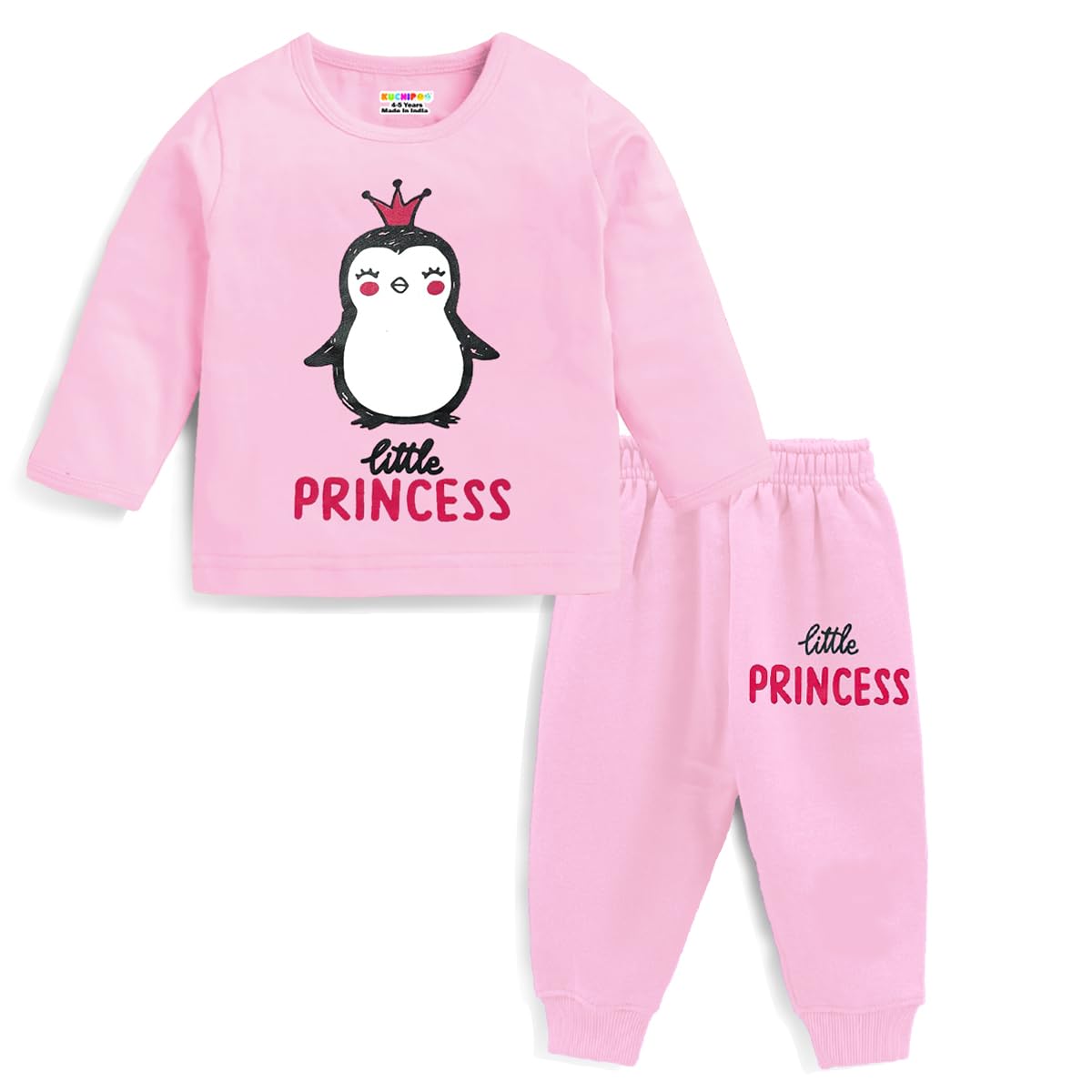 Kuchipoo Baby Girl Cotton Printed T-Shirts and Pyjamas Set - Multi-Color - Image 3