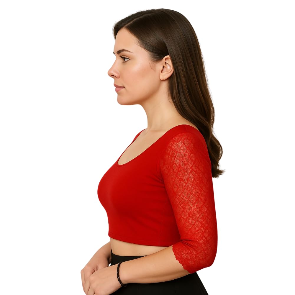 Ameena Saree Blouse - Red - Image 3