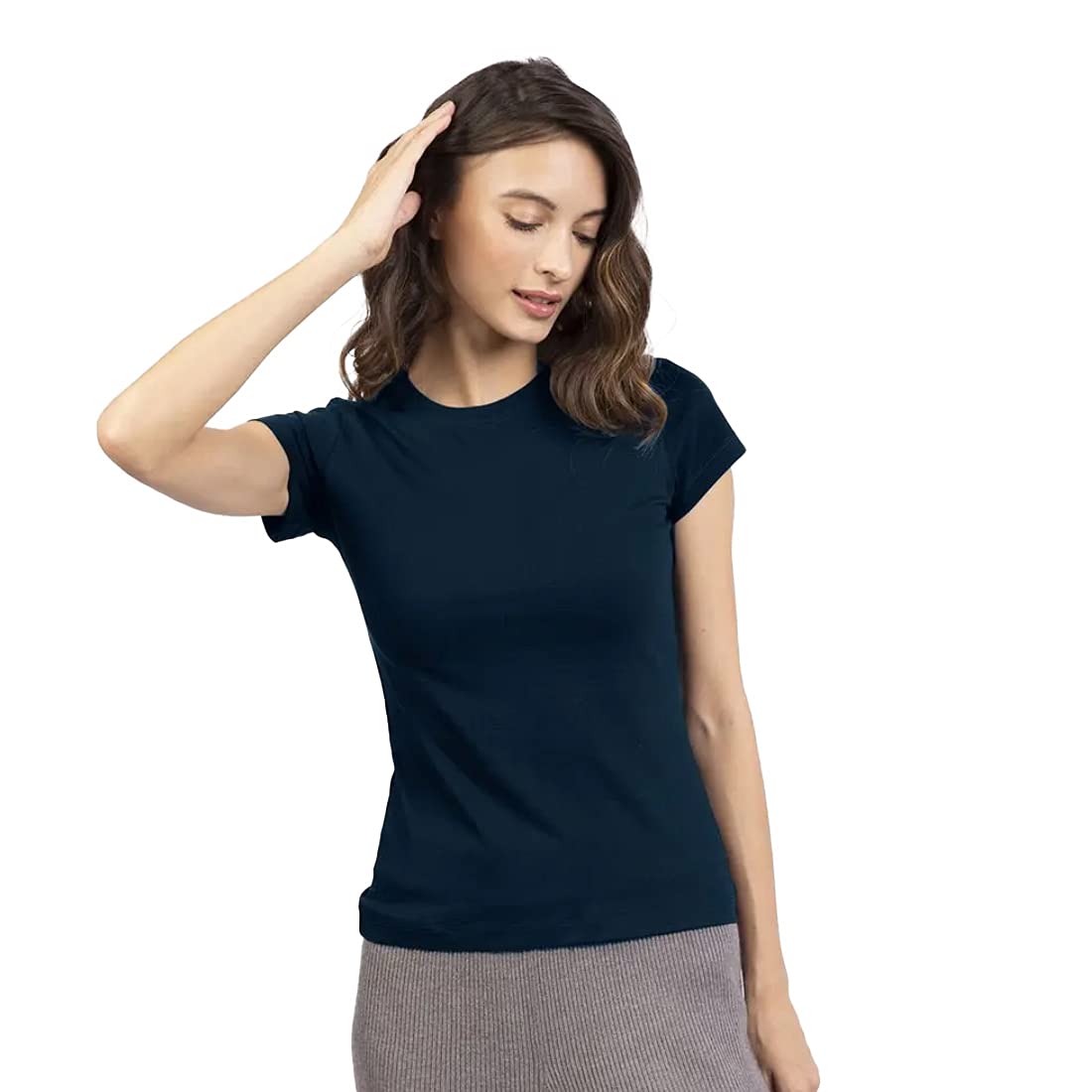 Bewakoof Women's Blue Slim Fit T-Shirt