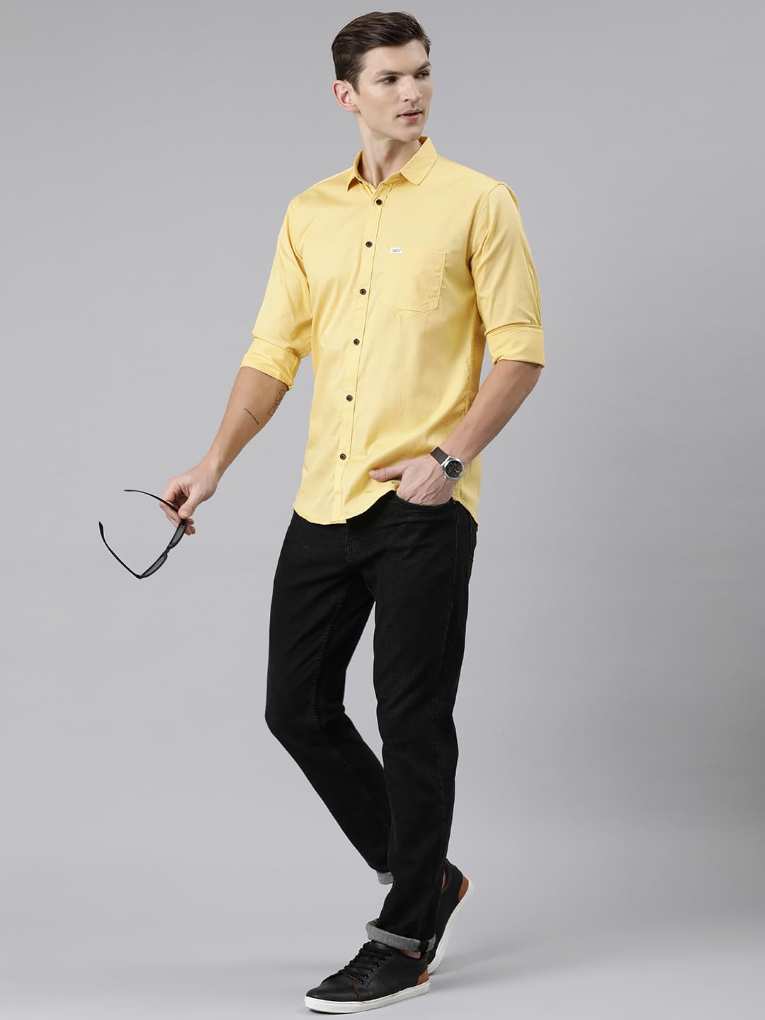 Majestic Man Casual Shirt for Men - Pale Yellow - Image 5