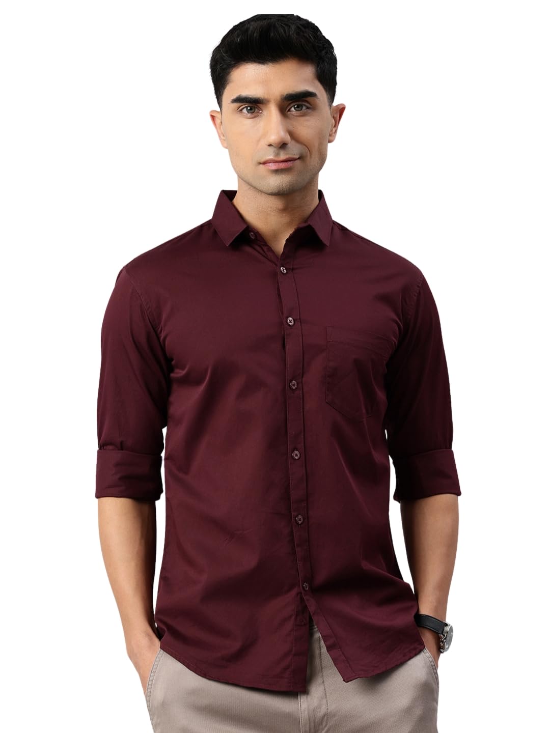 Majestic Man Cotton Casual Shirt for Men - Wine