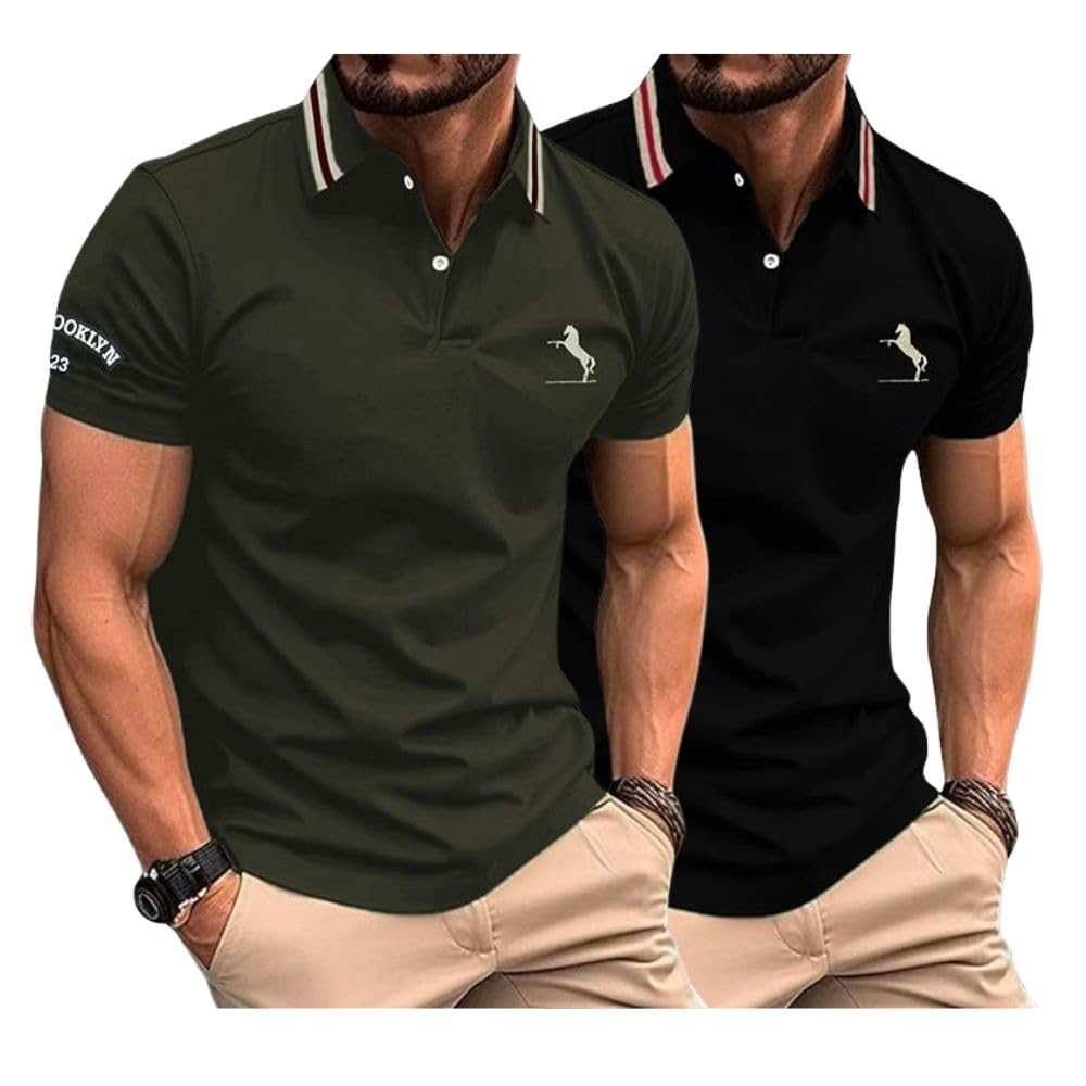 GRECIILOOKS Men's Oversized Polo T-Shirt - Cotton