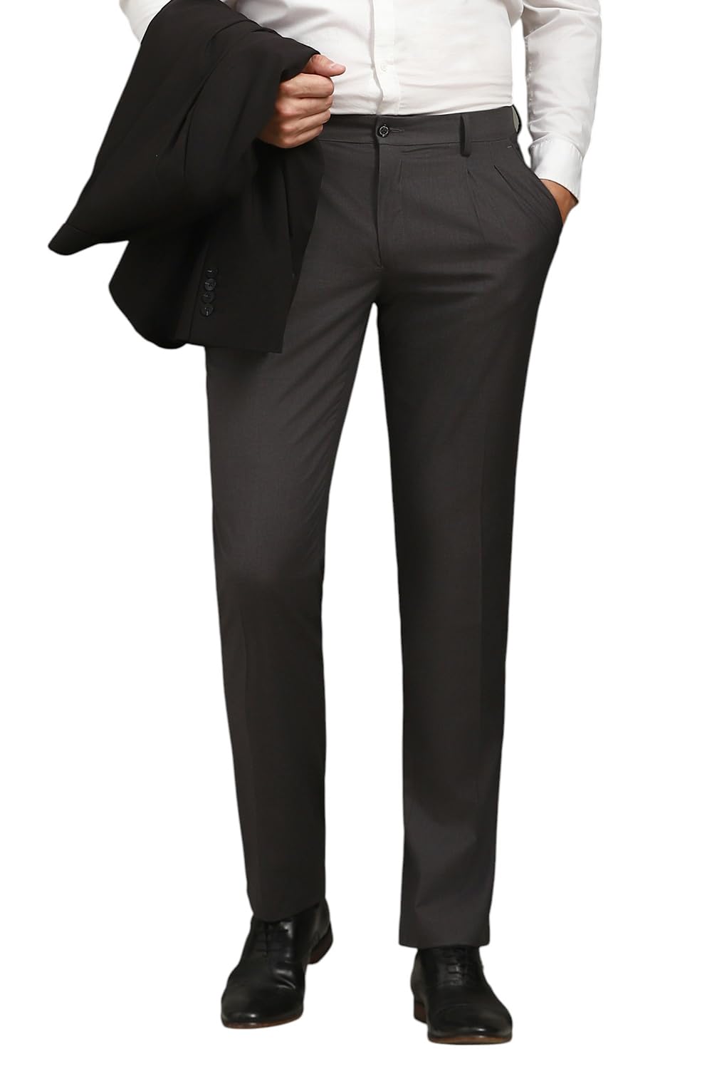Louis Philippe Men's Grey Formal Trousers