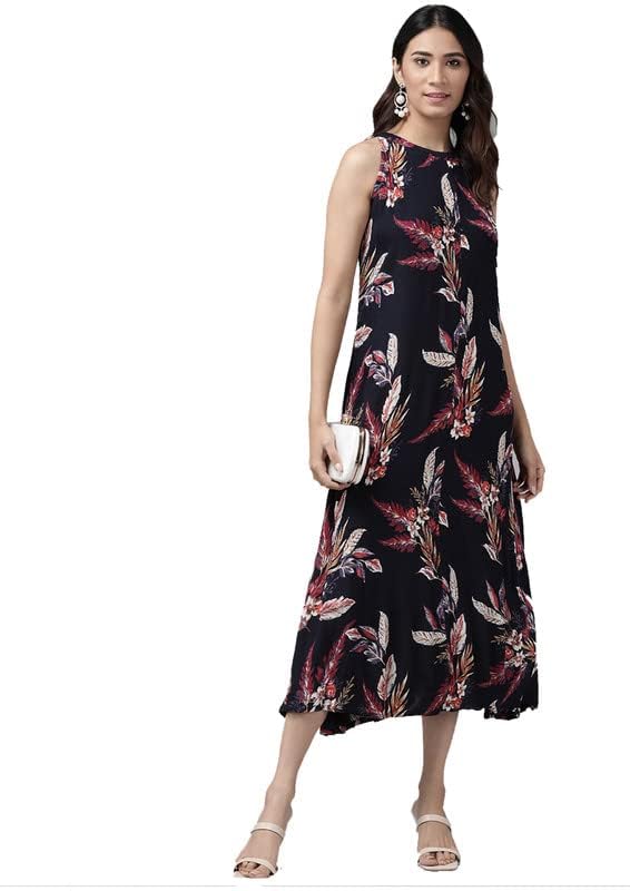 Yash Fashion Women's Floral Printed A-Line Dress - Blue - Image 4