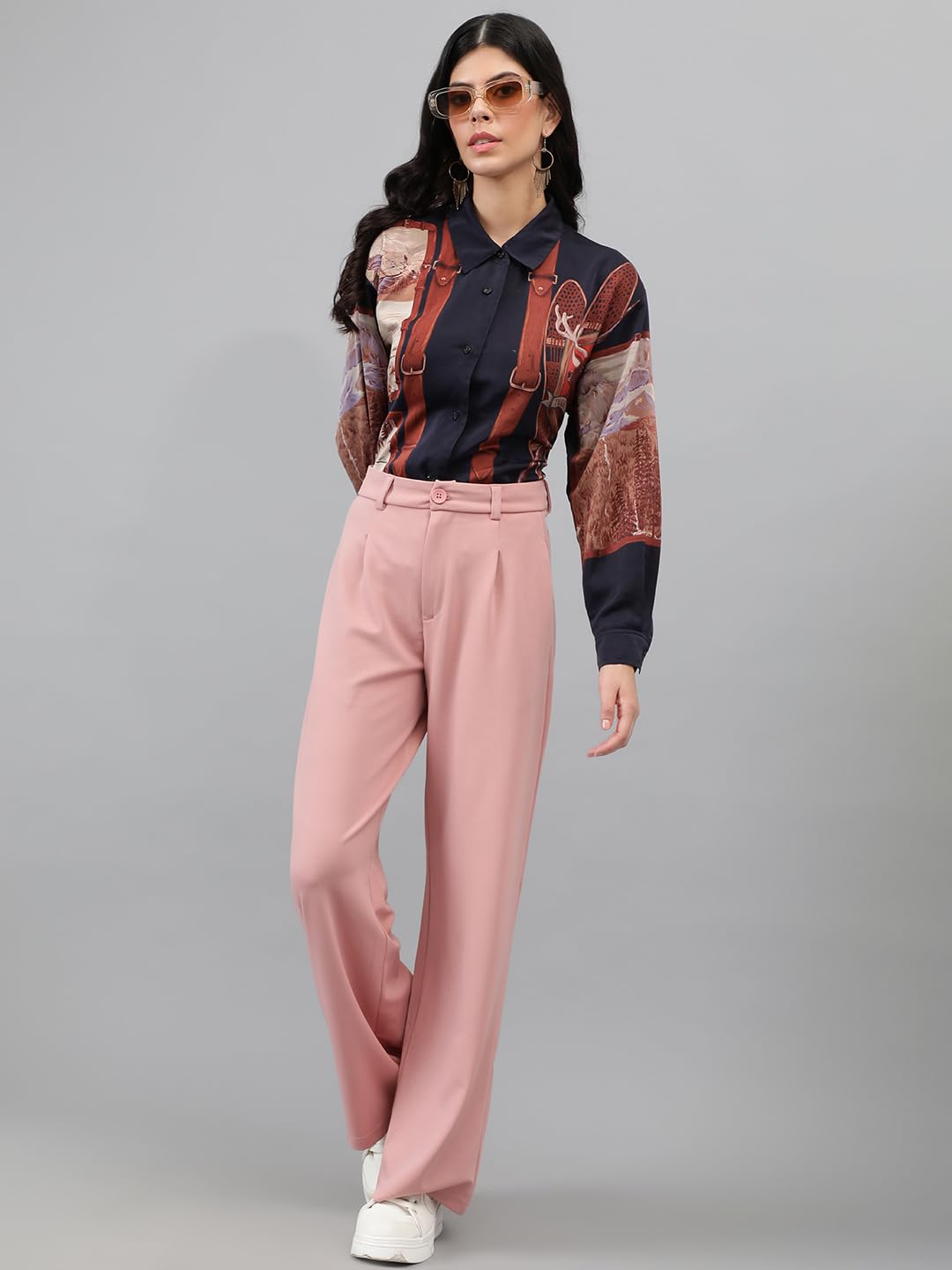 KOTTY Salmon Pink Straight Fit Trousers for Women - Image 4
