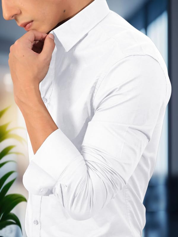 Pinkmint Men Formal Wear Shirt - Dark Blue White - Image 5