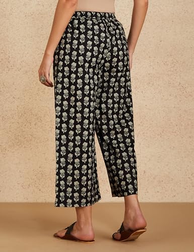 Myx Black Floral Palazzo Trousers for Women - Image 2