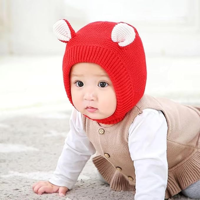 Gajraj Unisex Kids Winter Beanie Hat - Red - Image 3