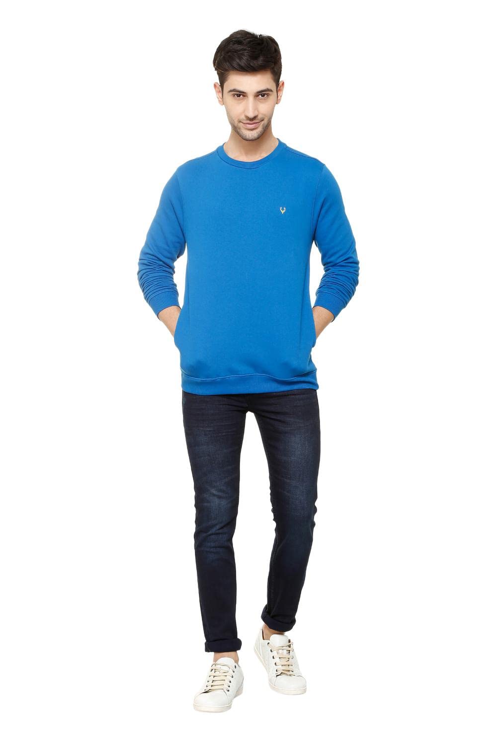 Allen Solly Royal Blue Cotton Crew Neck Sweatshirt for Men - Image 5