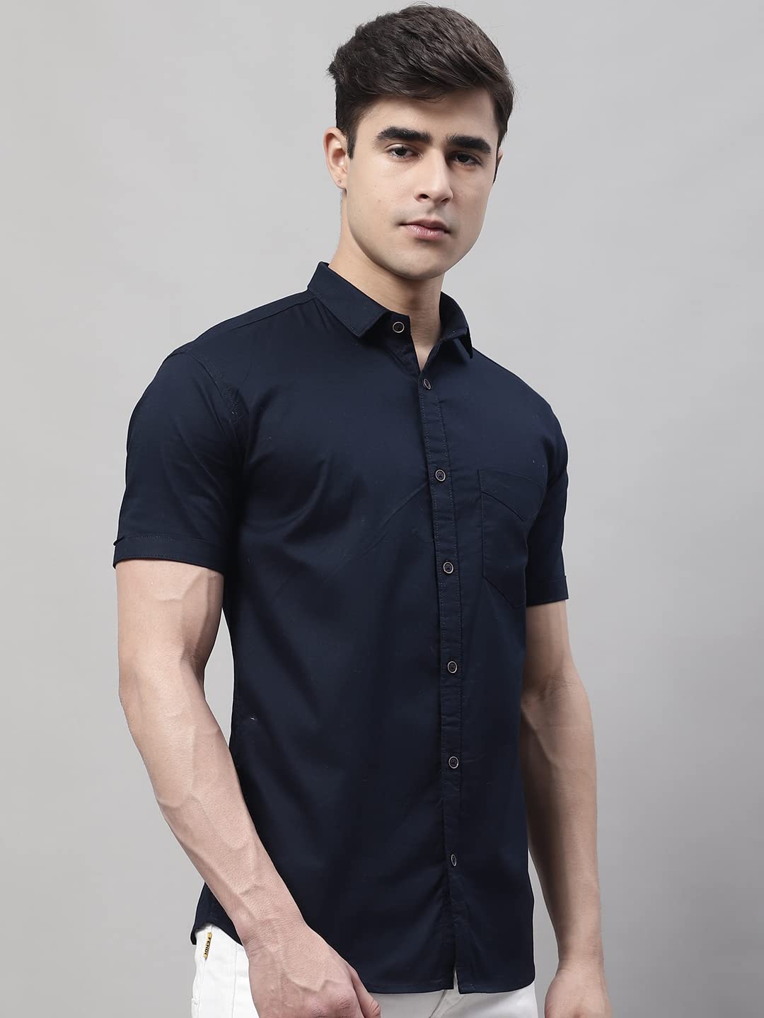Majestic Man Cotton Shirt for Men - Navy Blue - Image 3